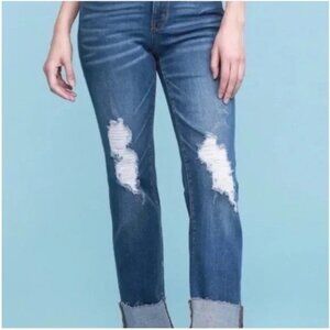 Judy Blue Straight Fit Distressed Cuffed Jeans - Size 20W
